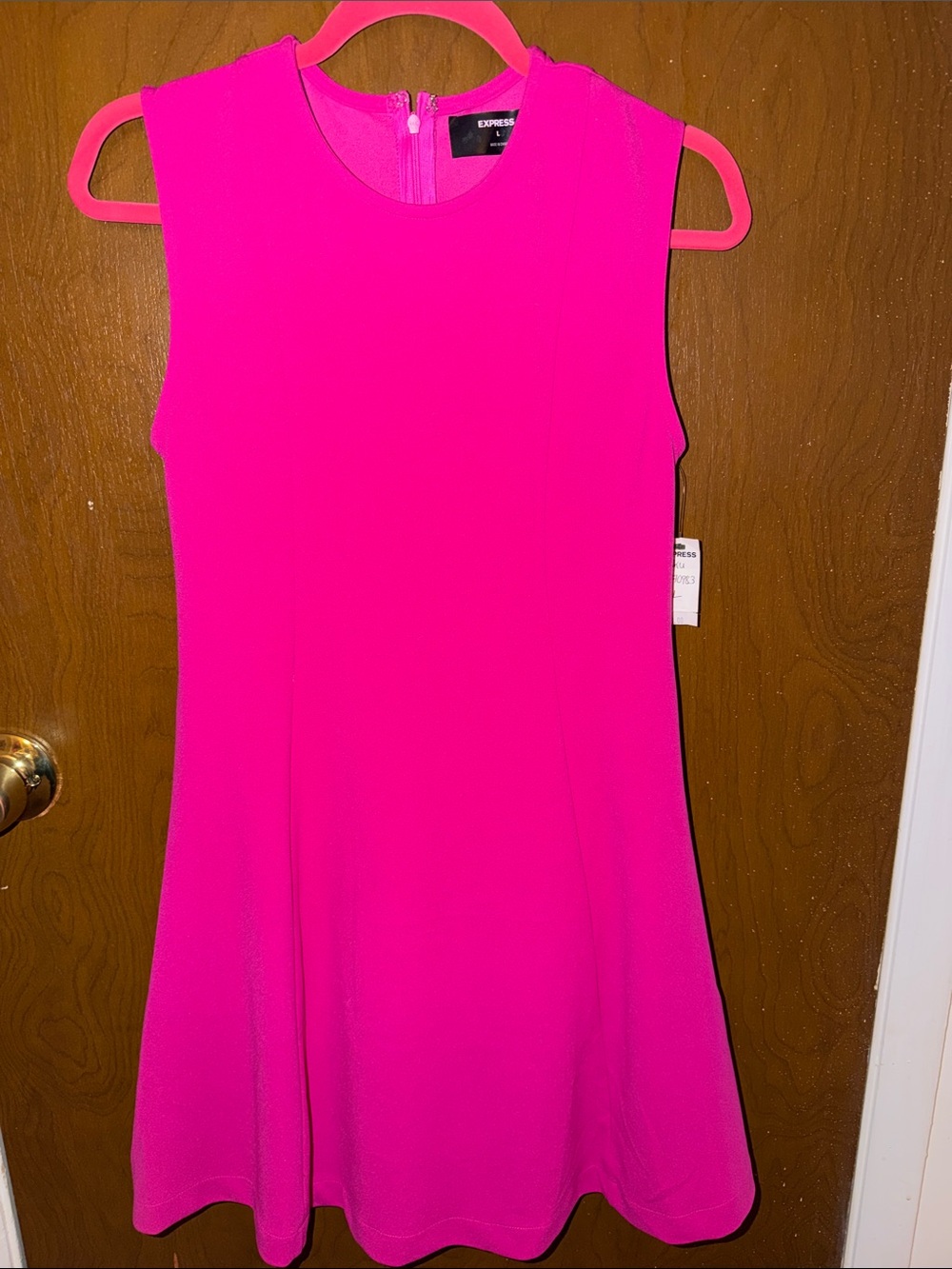 Express Hot Pink Fit & Flare Sleeveless Dress Size 12 NWT